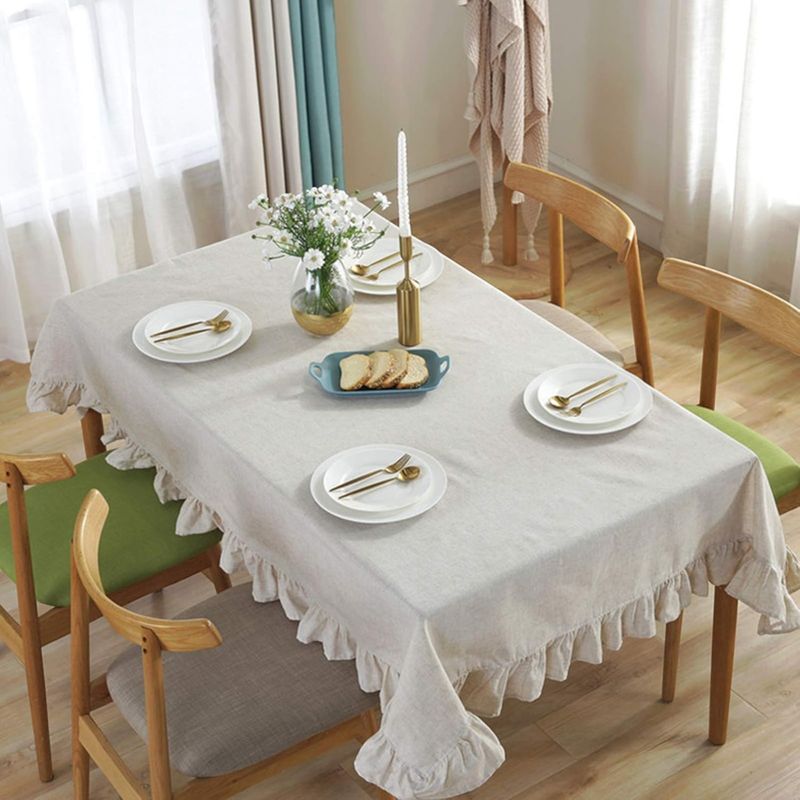 ANGELES DEL HOGAR - Mantel de Lino Estilo Frances Calidad Premium 140x220cm Beige