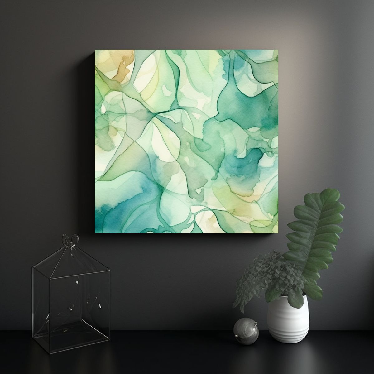 GENERICO - Cuadro Abstracto Acuarela Orgánica Equilibrio 80x80 Cm