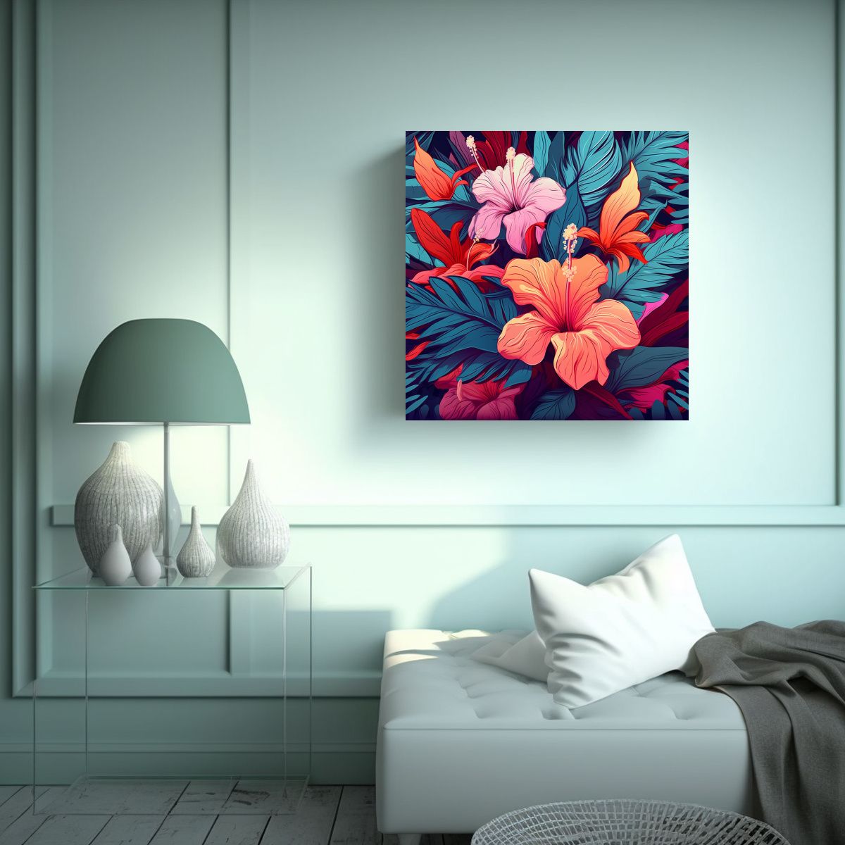 GENERICO - Concepto Impresionante Canva Flores Tropicales 90x90 Cm