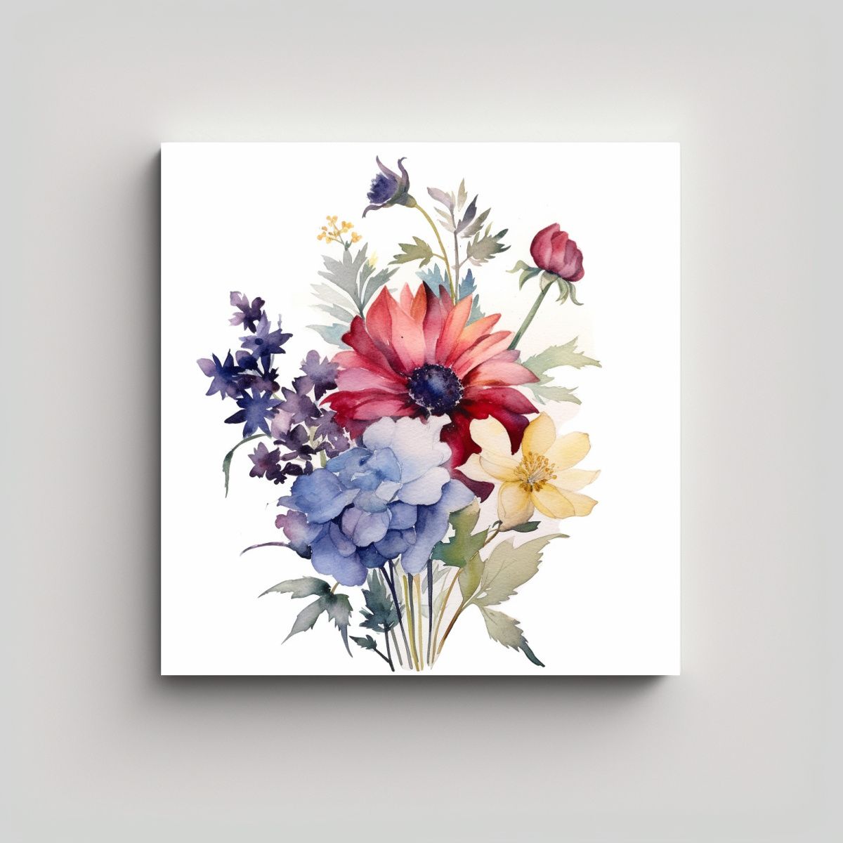 GENERICO - Arte Moderno Flores En Acuarela Con Detalles 70x70 Cm