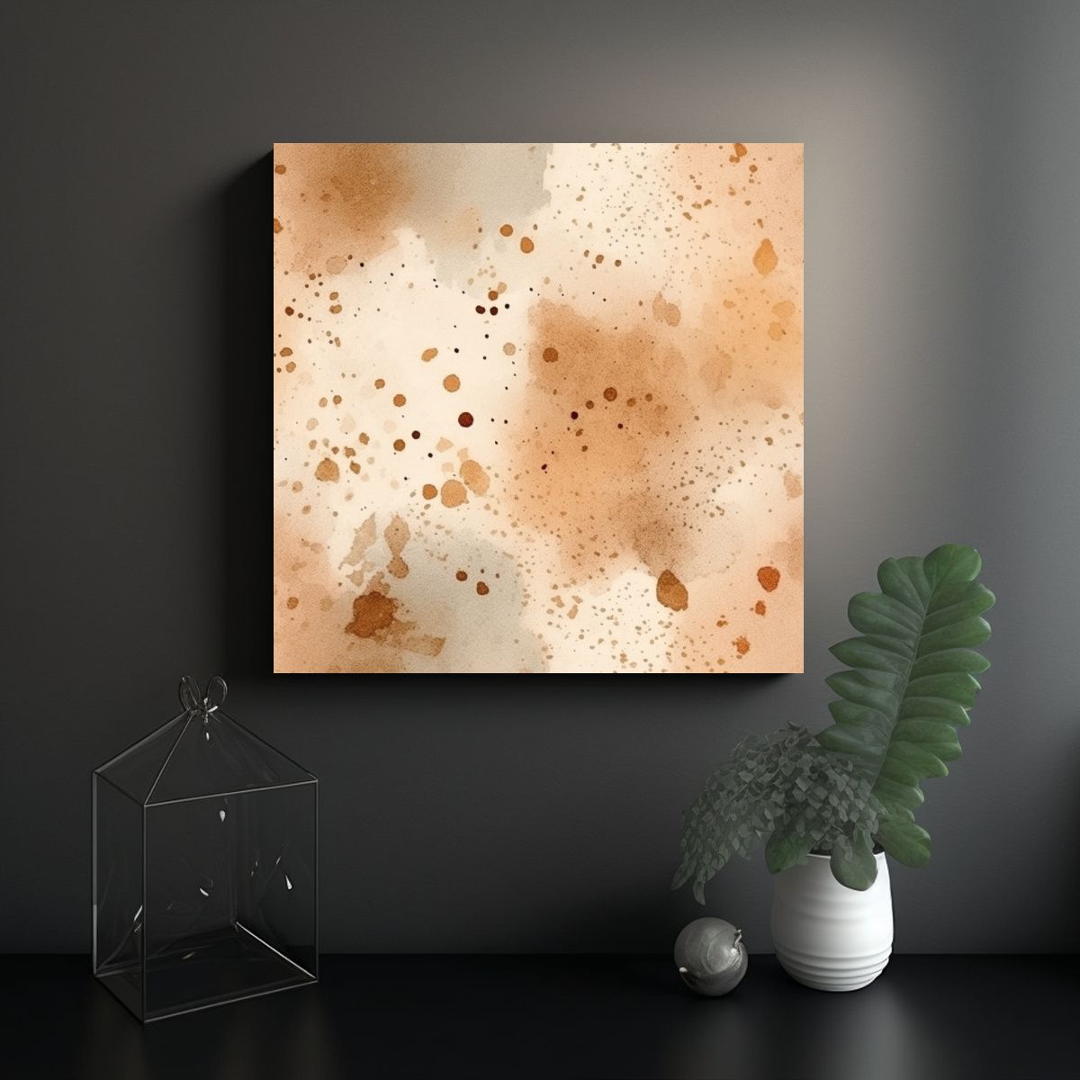 GENERICO - Cuadros Acuarela Surrealista Con Brillo En Tonos 70x70 Cm