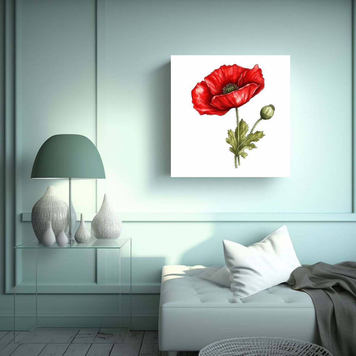 GENERICO - Cuadro Decorativo Espacio Cartoon Con Amapola En 70x70 Cm