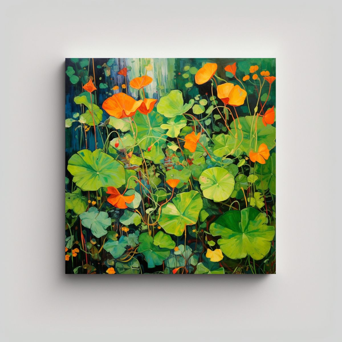 GENERICO - Pintura Abstracta De Efecto Visual Con Flores De 70x70 Cm