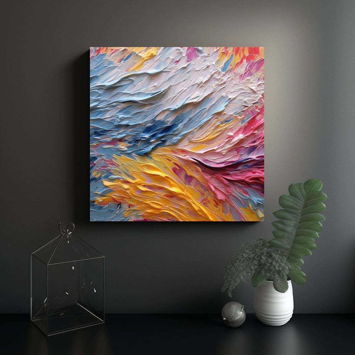 GENERICO - Cuadro Abstracto Textura Alta Calidad Para 70x70 Cm