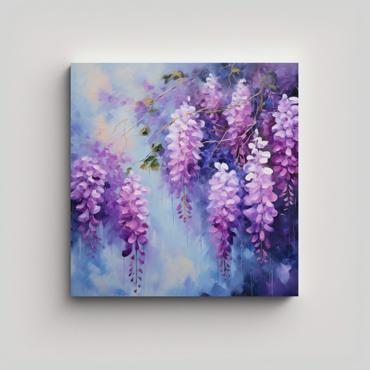 GENERICO - Pintura Abstracta De Flores De Glicinias En 80x80 Cm