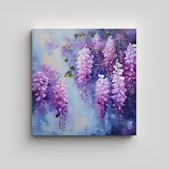 GENERICO - Pintura Abstracta De Flores De Glicinias En 80x80 Cm