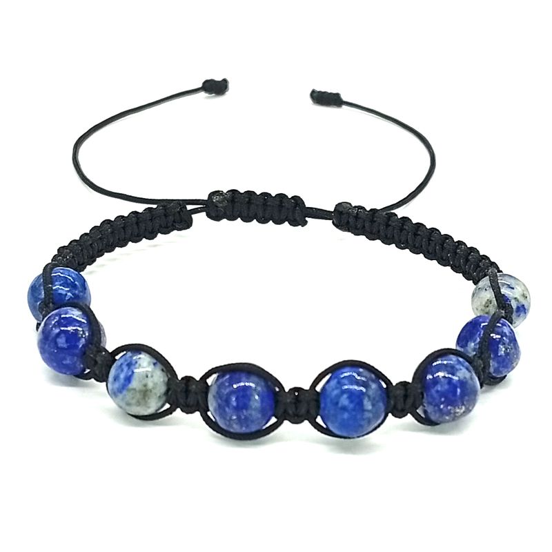 GENERICO - Pulsera Piedra Natural Lapislázuli Hilo Negro Macramé