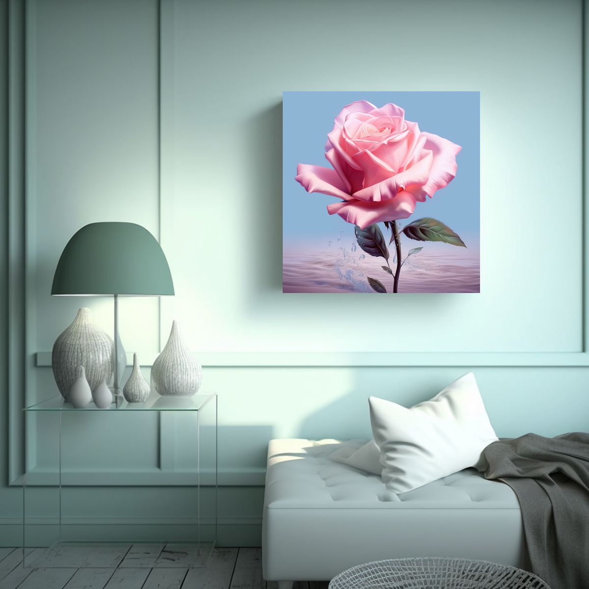 GENERICO - Arte De Pared Reflejo De Rosa Grande Y Hermosa 70x70 Cm