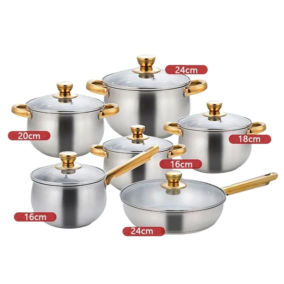 IRM - Bateria De Cocina Juego De Ollas Y Sartenes 12 Piezas