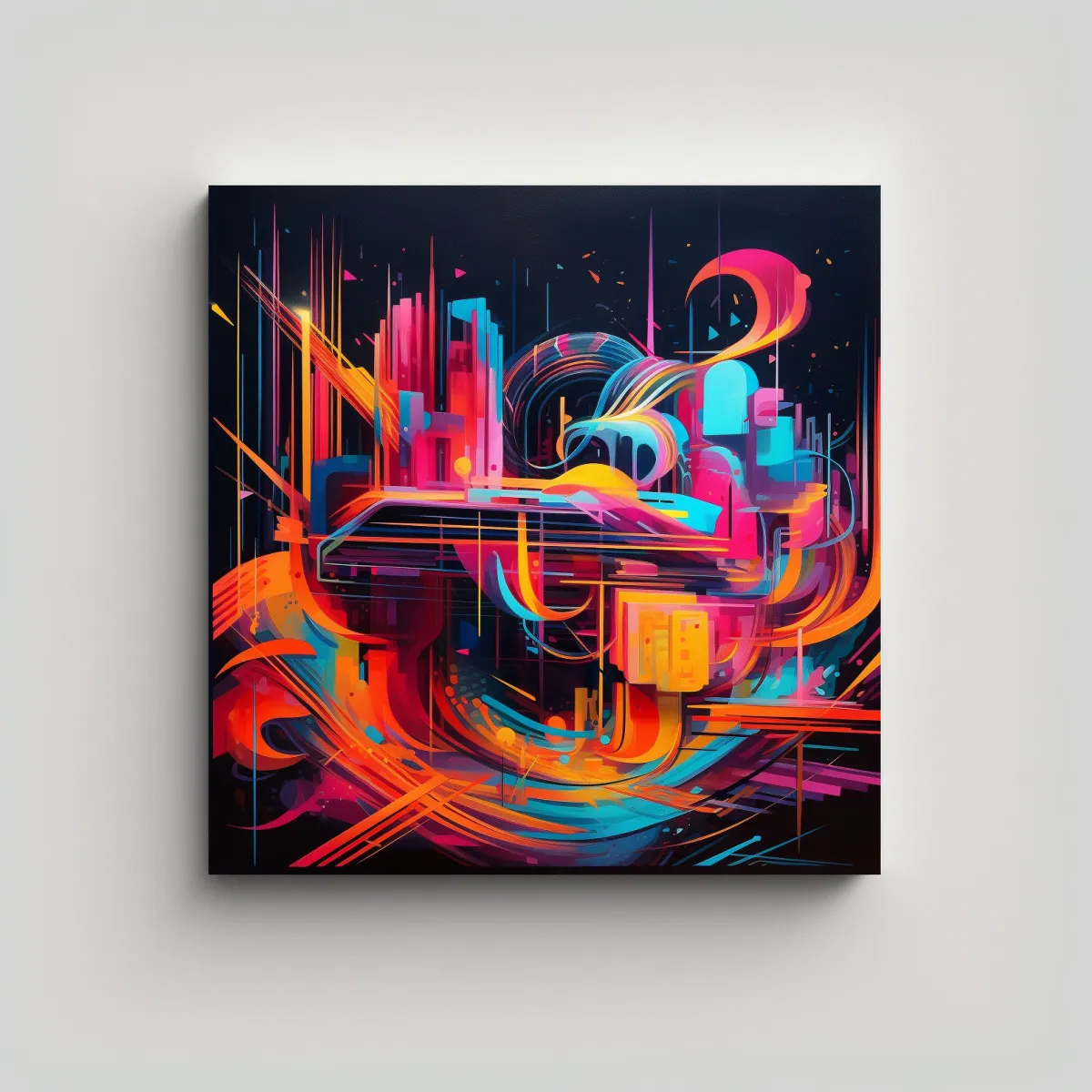 GENERICO - Pintura Abstracta Neon Armonía Cromática Para 70x70 Cm.