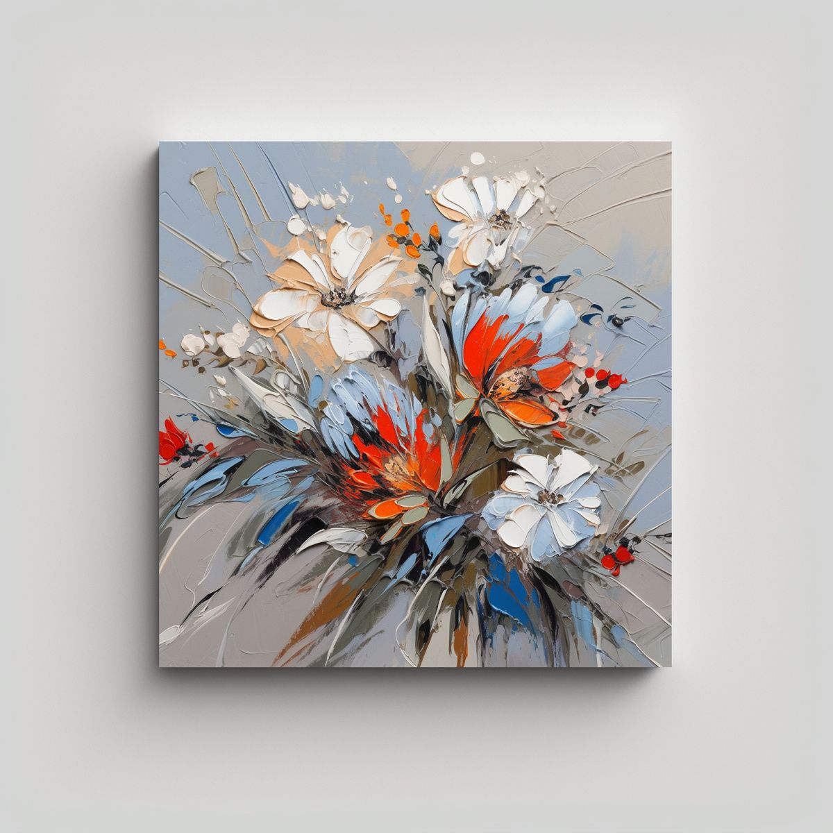 GENERICO - Pintura En Bastidor Decorativo Flores En 80x80 Cm