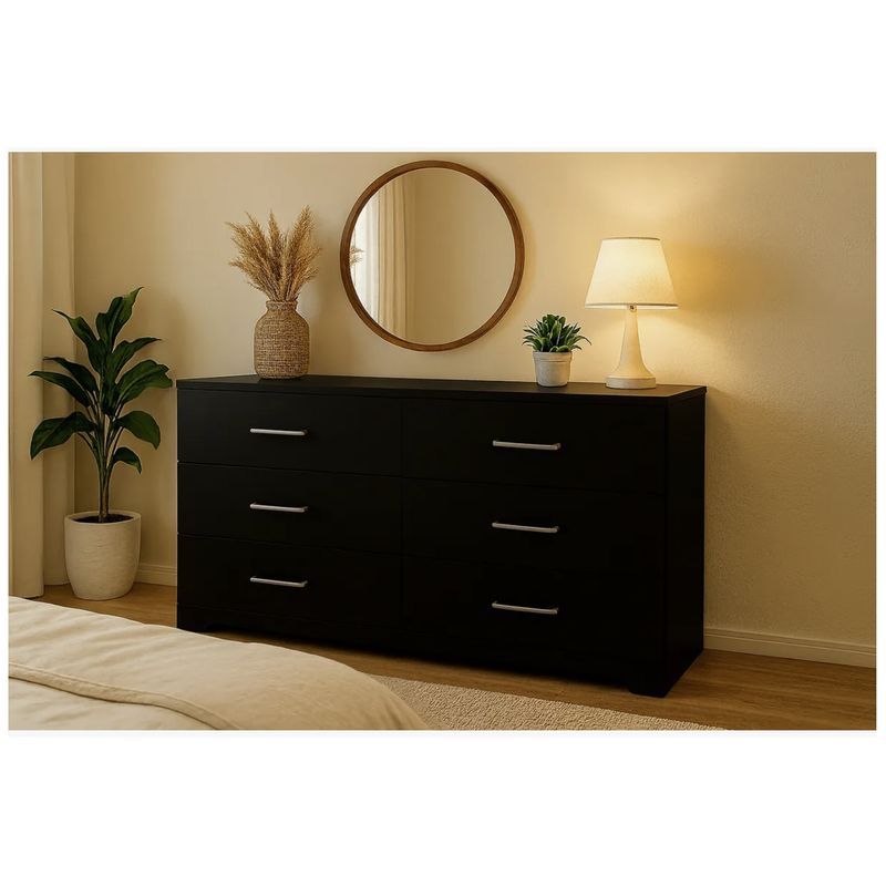 HOMER DESIGN - Comoda 6 Cajoneras Organizador aparato Diseño E.e.u.u Moderno negro