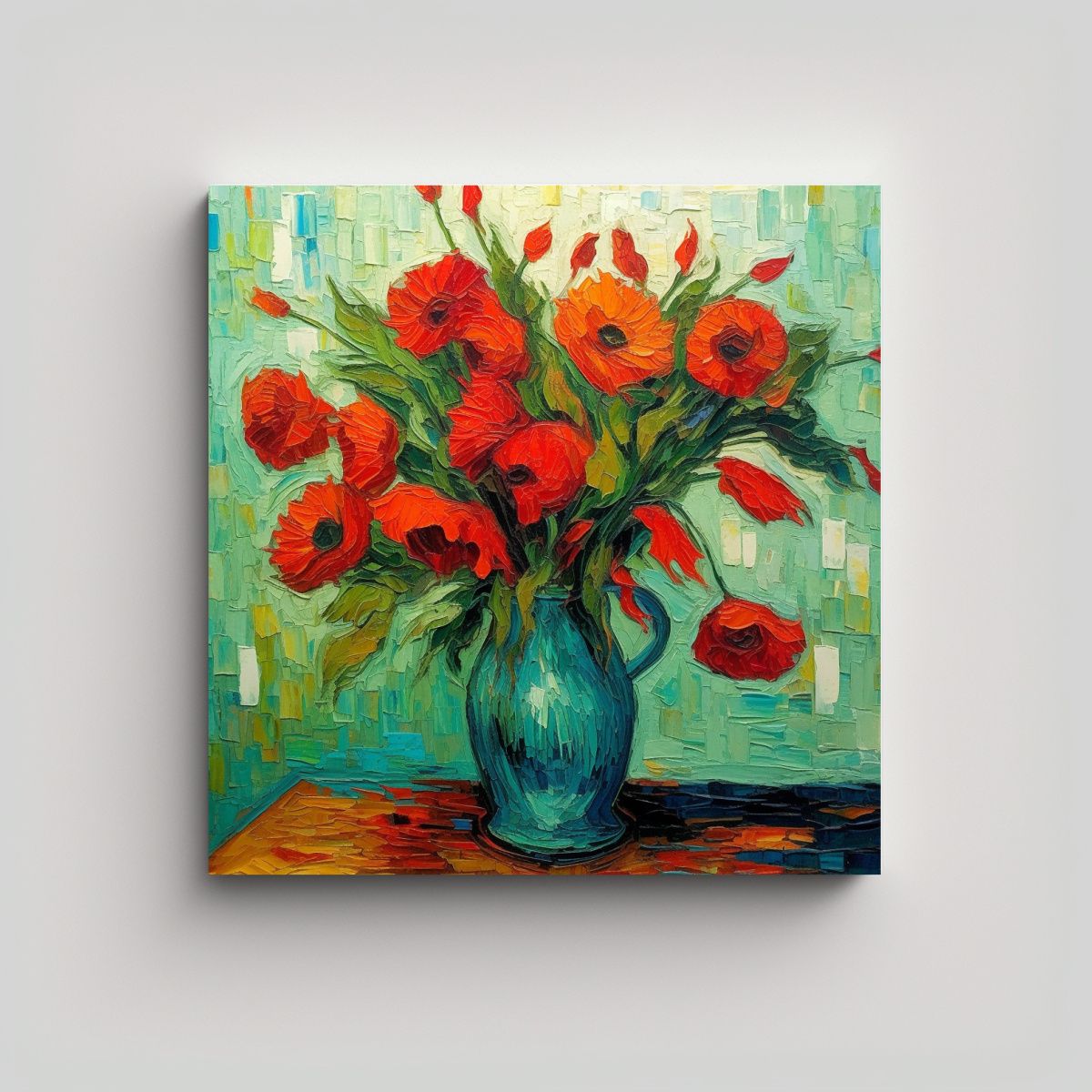 GENERICO - Pinturas Al óleo Estilo Van Gogh Flores Rojas Y 70x70 Cm