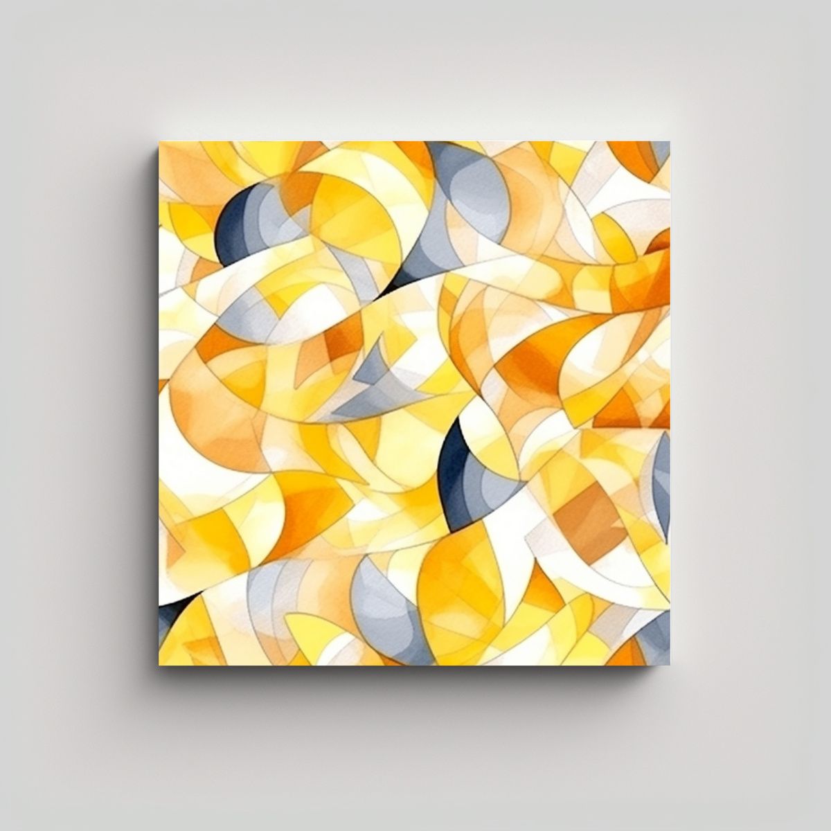 GENERICO - Cuadro Espectacular Amarillo Abstracto Detallado 90x90 Cm.