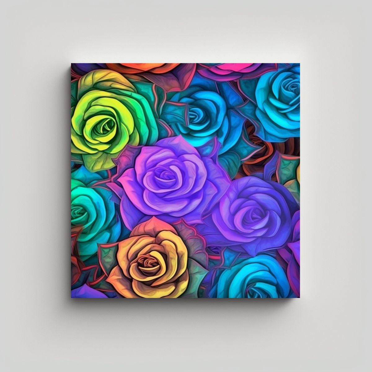 GENERICO - Arte De Pared 3D Rosas Vibrantes En Tonos 70x70 Cm