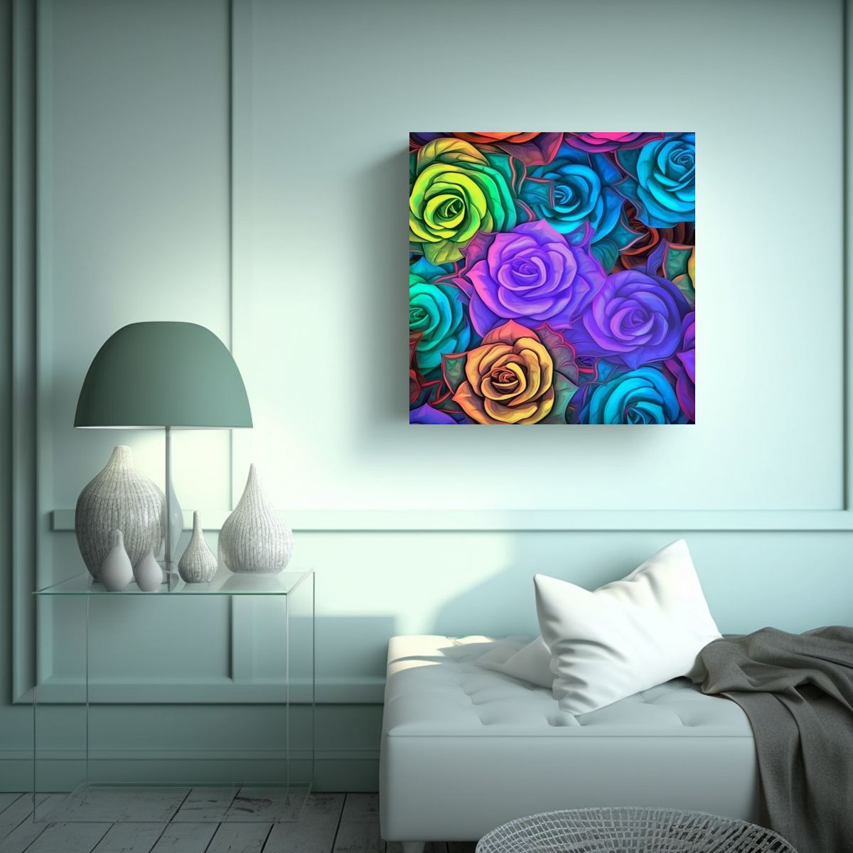 GENERICO - Arte De Pared 3D Rosas Vibrantes En Tonos 70x70 Cm