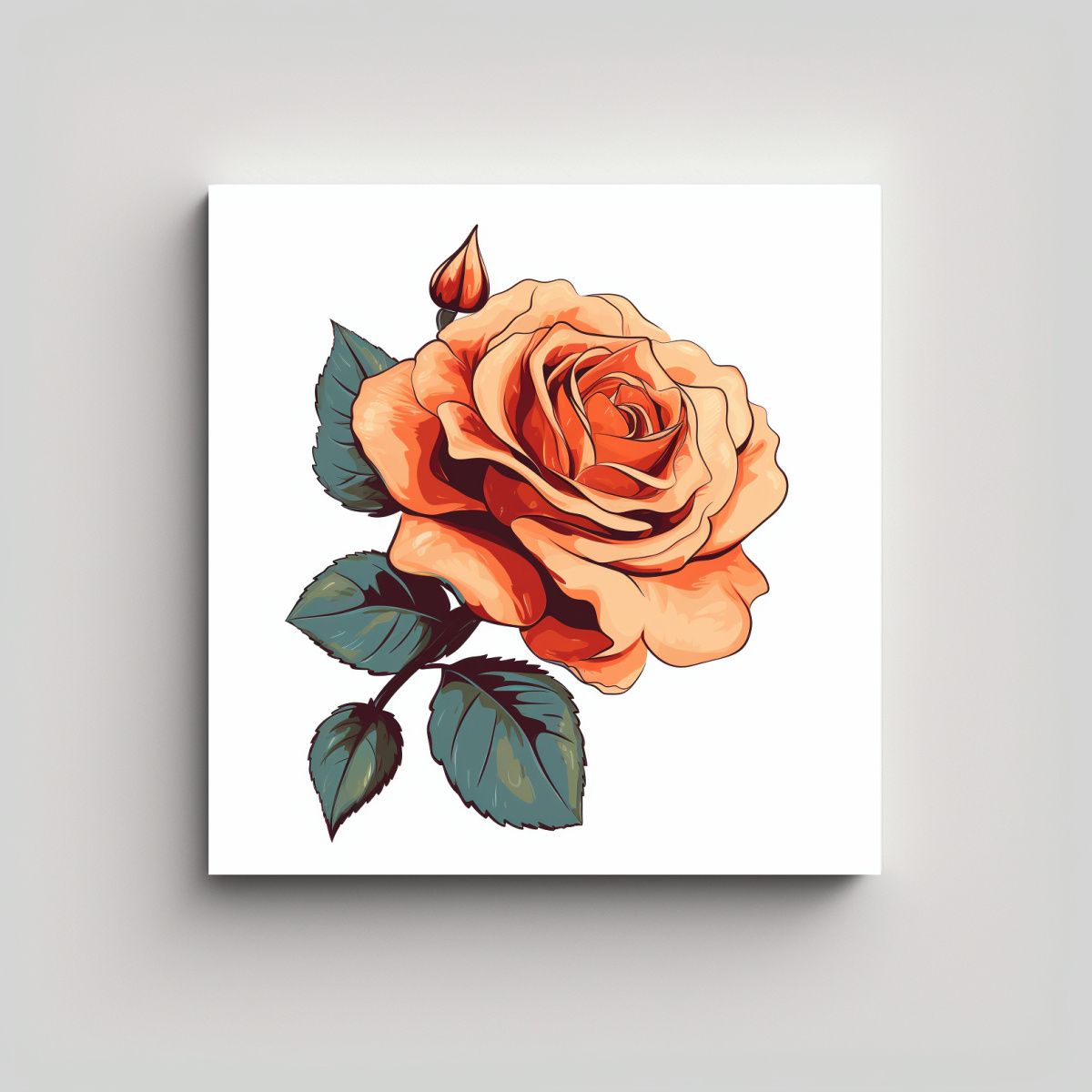 GENERICO - Dibujo Artístico De Rosa En Vector Alegría Y 90x90 Cm