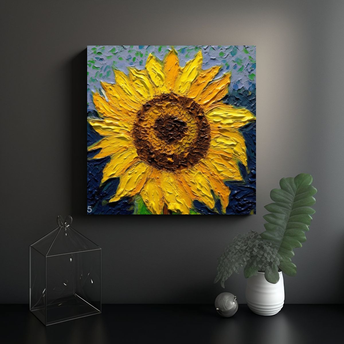 GENERICO - Pintura Sobre Lienzo De Girasoles Estilo Van Gogh 70x70 Cm