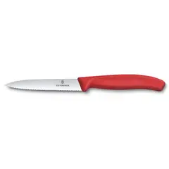 VICTORINOX - Cuchillo mondador Swiss Classic 10cm dentado rojo