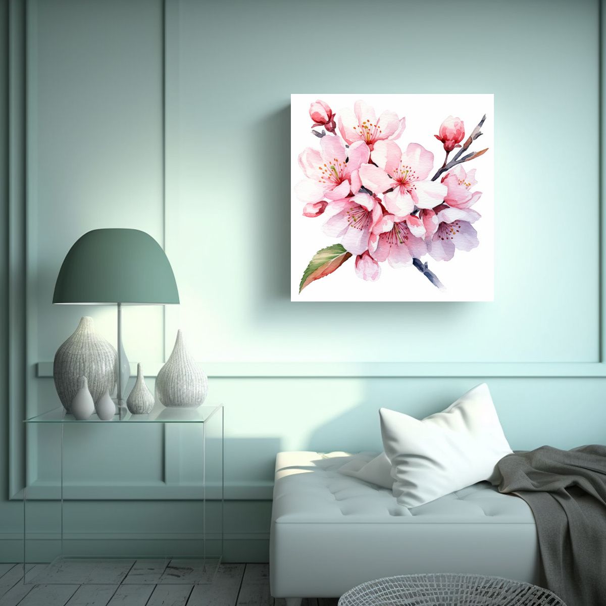 GENERICO - Esquema De Movimiento Canva Con Sakura En 90x90 Cm