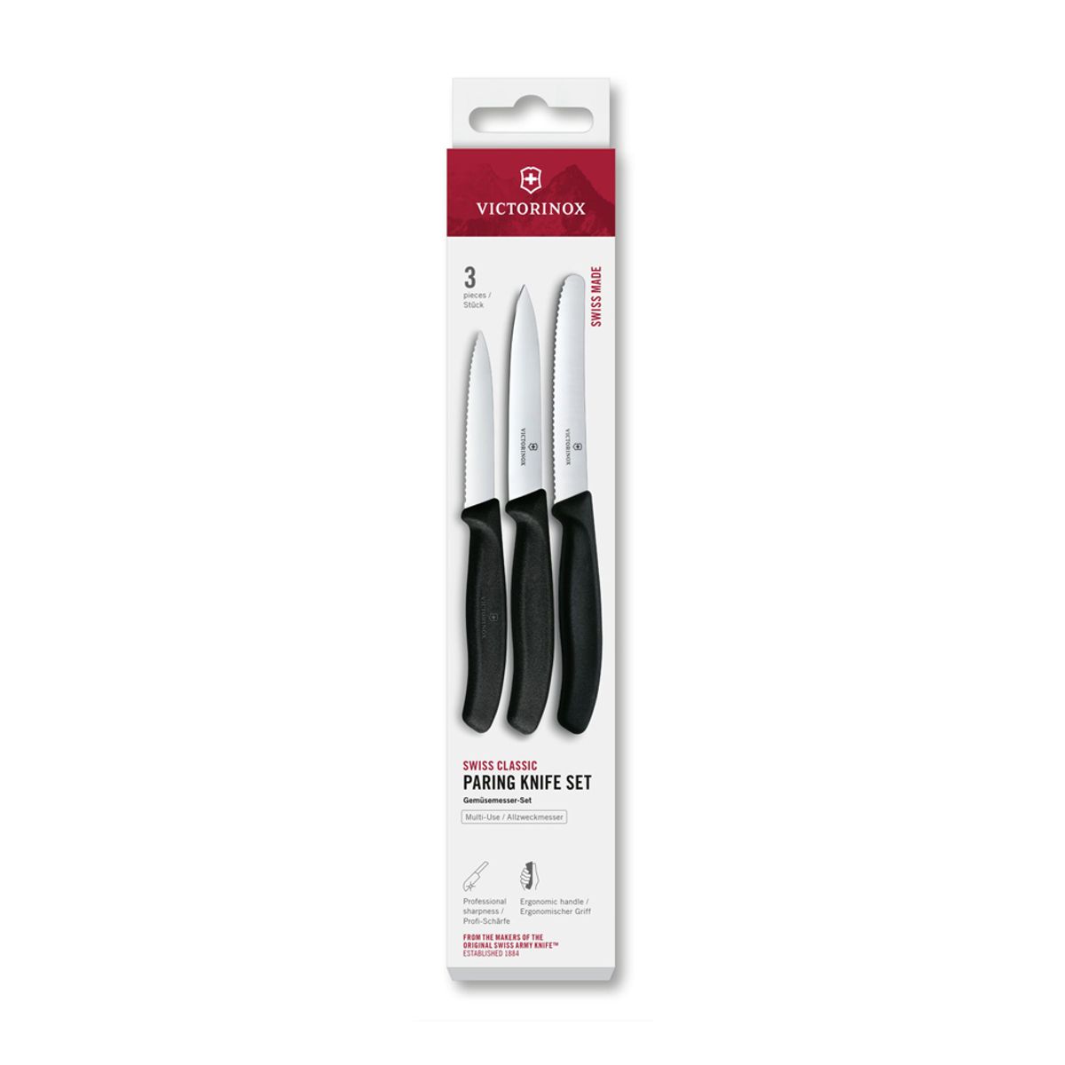 VICTORINOX - Set cuchillos mondadores Swiss Classic negro Victorinox