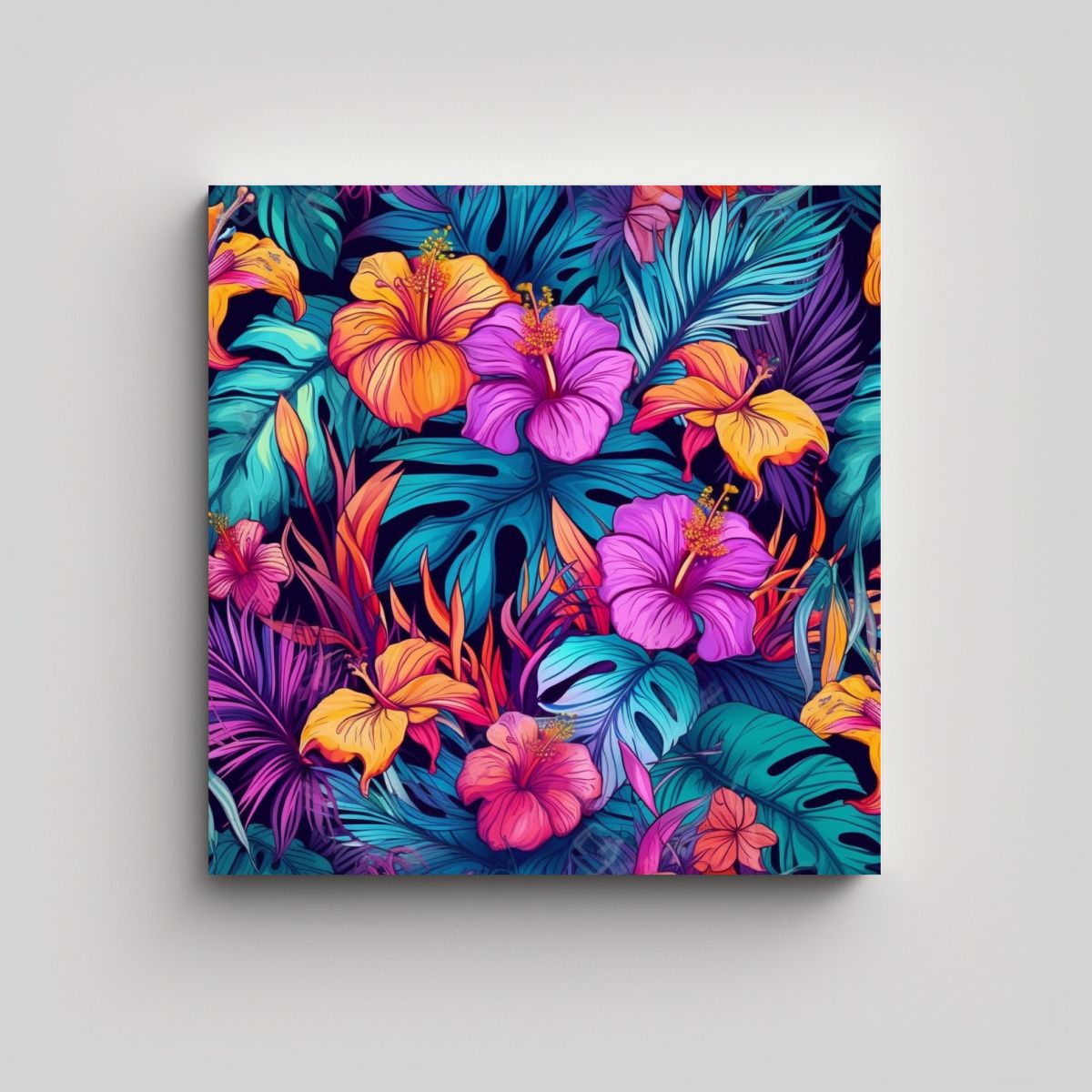 GENERICO - Arte Clásico Tropical En Lienzo Estampado 80x80 Cm.