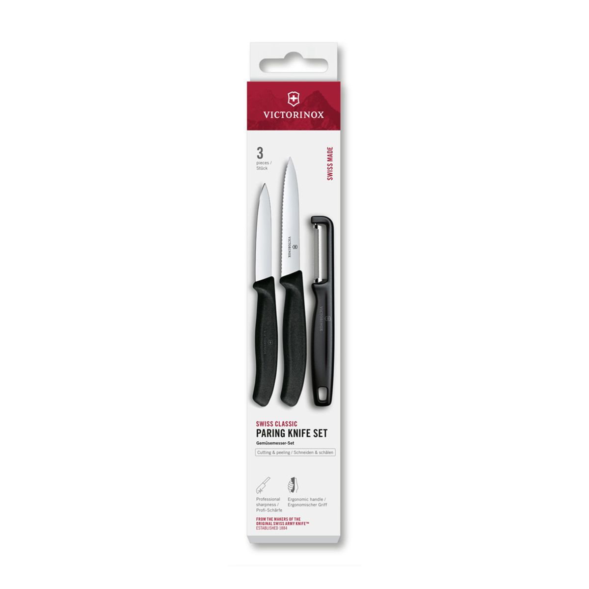 VICTORINOX - Set cuchillos Swiss Classic con pelador I negro Victorinox