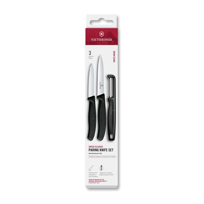 VICTORINOX - Set cuchillos Swiss Classic con pelador I negro Victorinox