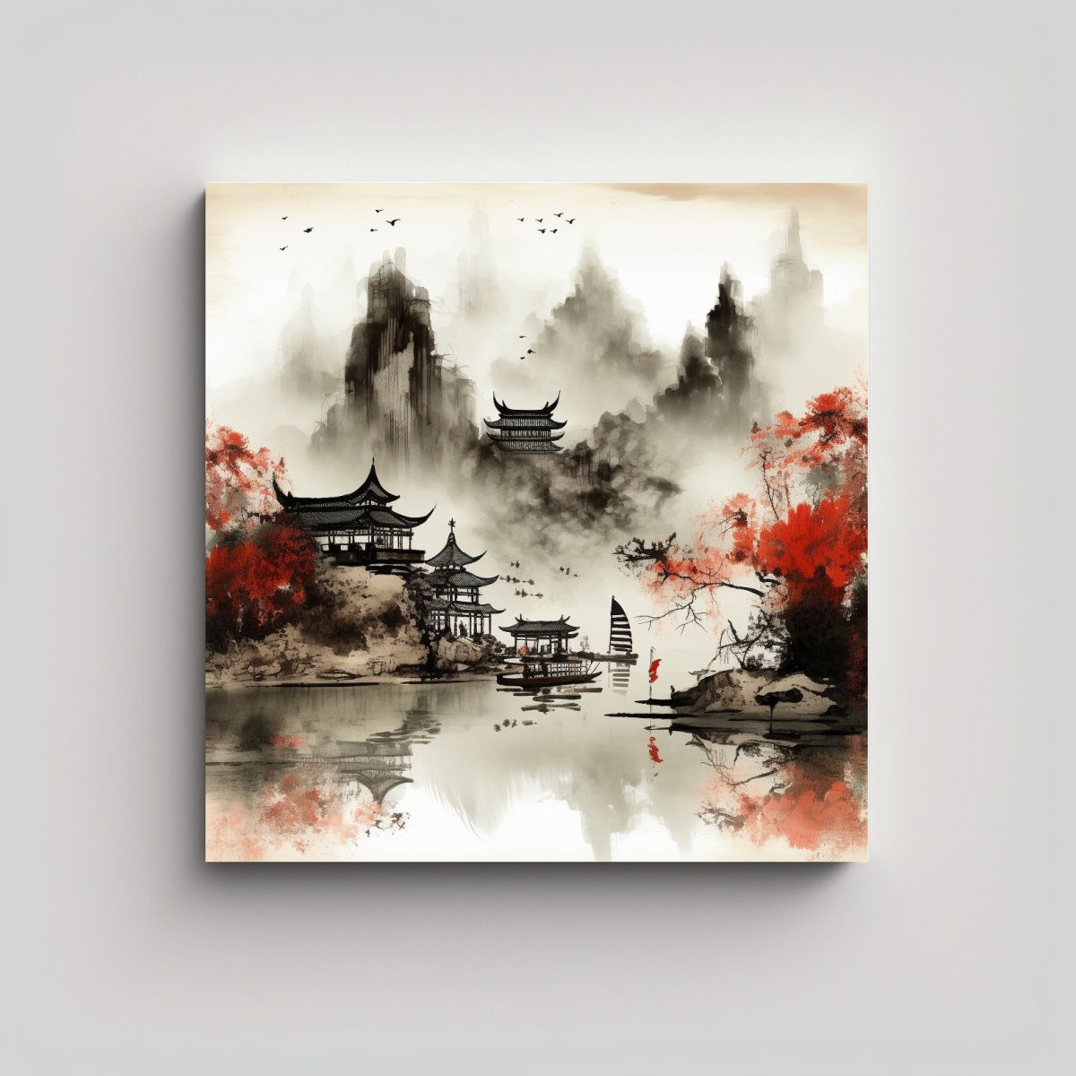 GENERICO - Pintura China Tradicional De Espectaculares 80x80 Cm