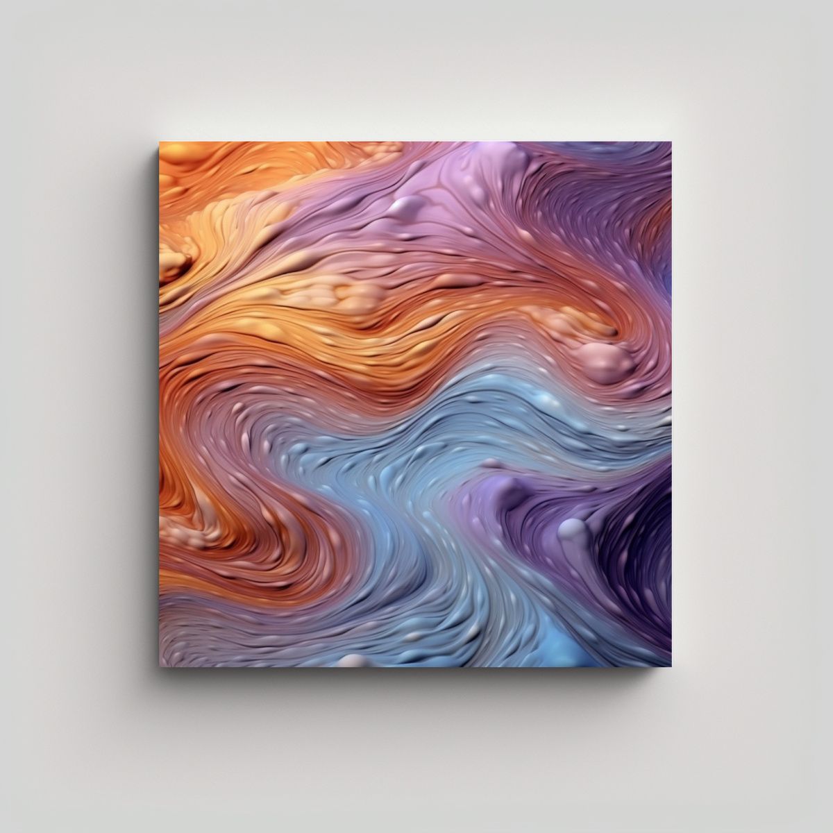 GENERICO - Pintura Abstracta Colorida Con Remolinos Para 70x70 Cm.