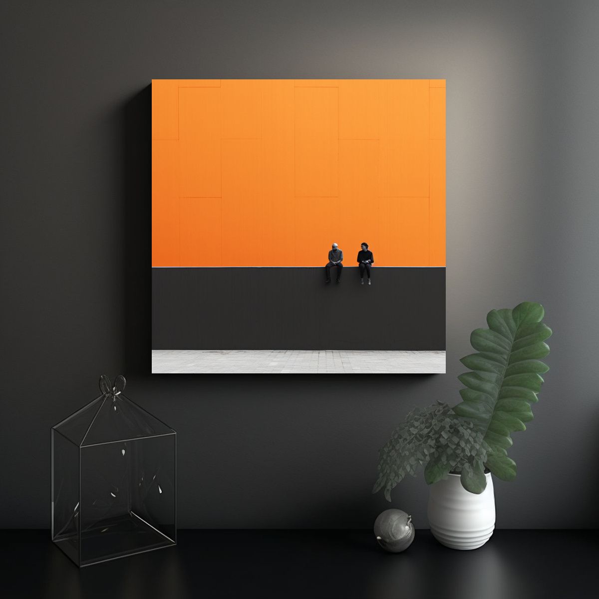 GENERICO - Fotografía En Blanco Y Negro De Dos Personas 80x80 Cm
