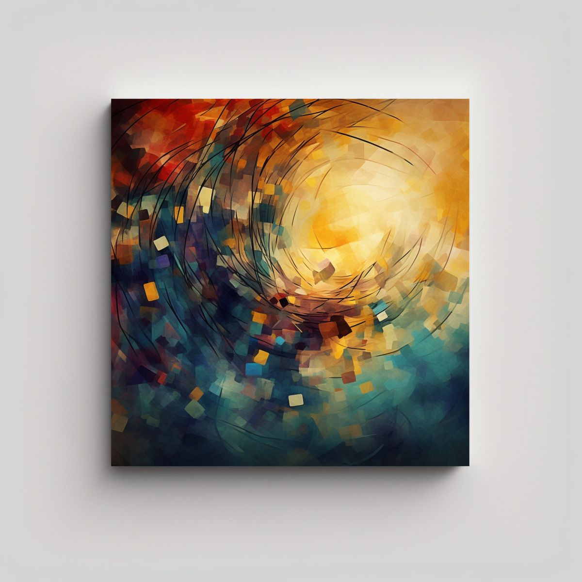 GENERICO - Pintura Abstracta Para Decoración De Salón 90x90 Cm