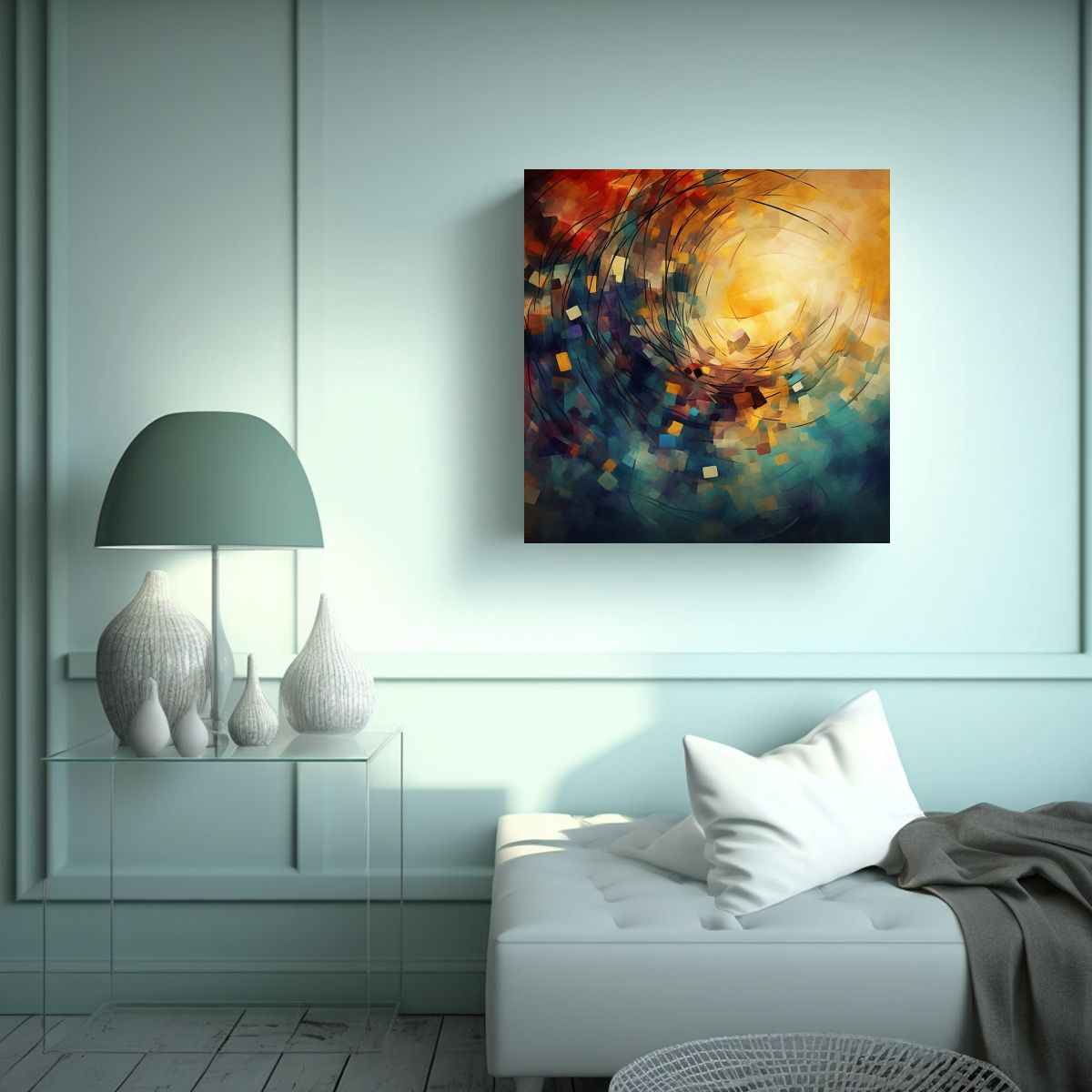 GENERICO - Pintura Abstracta Para Decoración De Salón 90x90 Cm