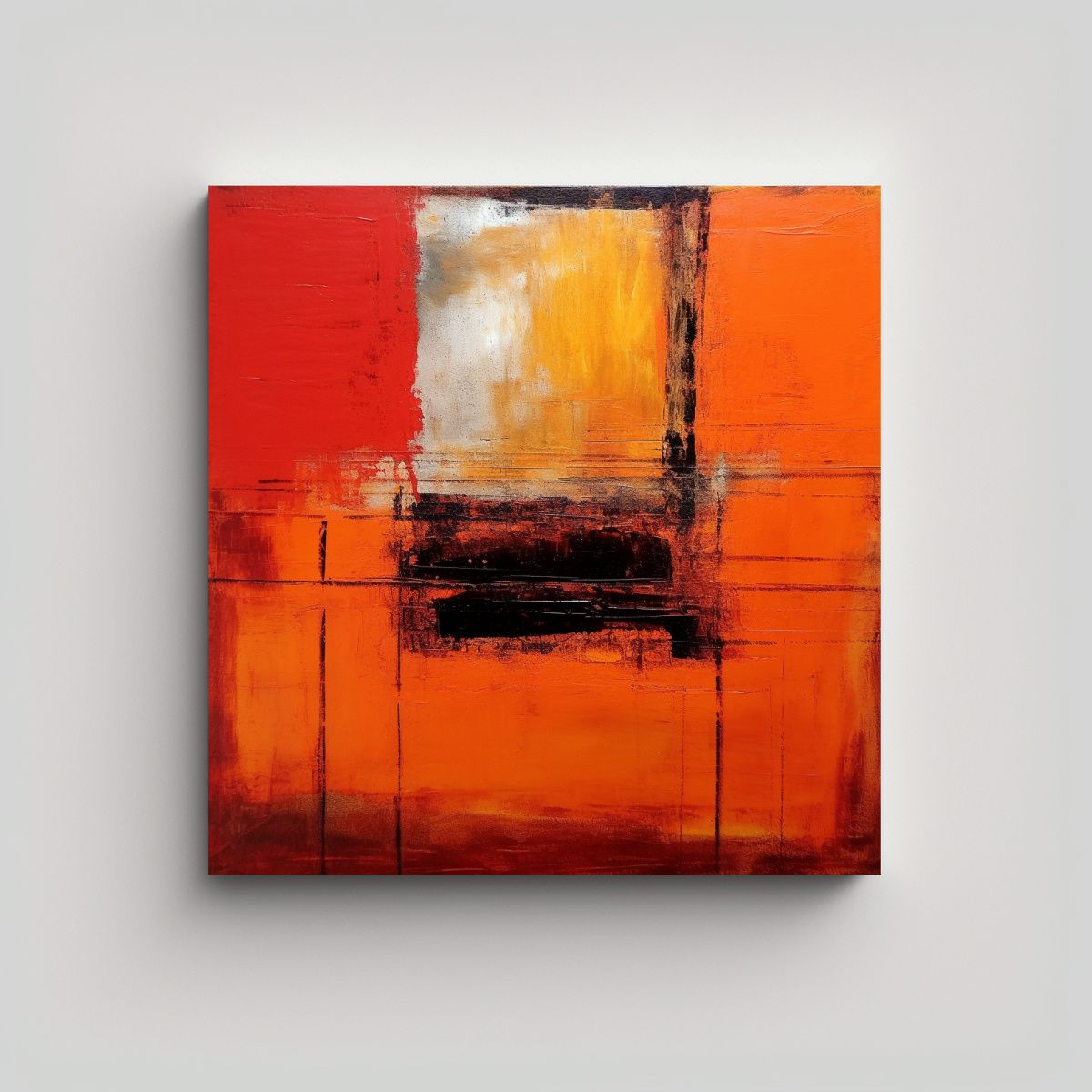 GENERICO - Cuadros Decorativos Abstractos En Tonos Naranja Y 80x80 Cm