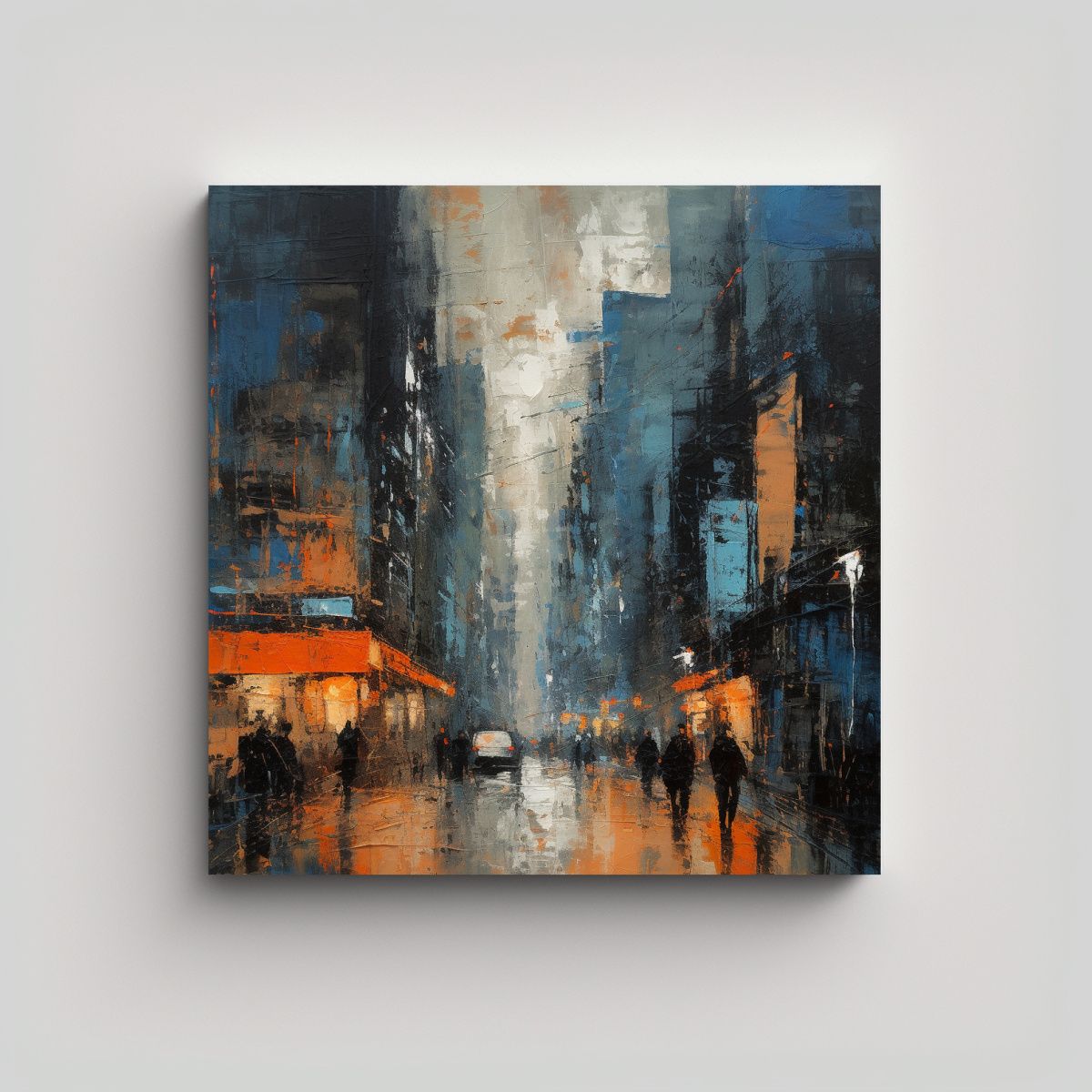 GENERICO - Pintura De Ciudad En Lienzo Conceptual Con Efecto 70x70 Cm