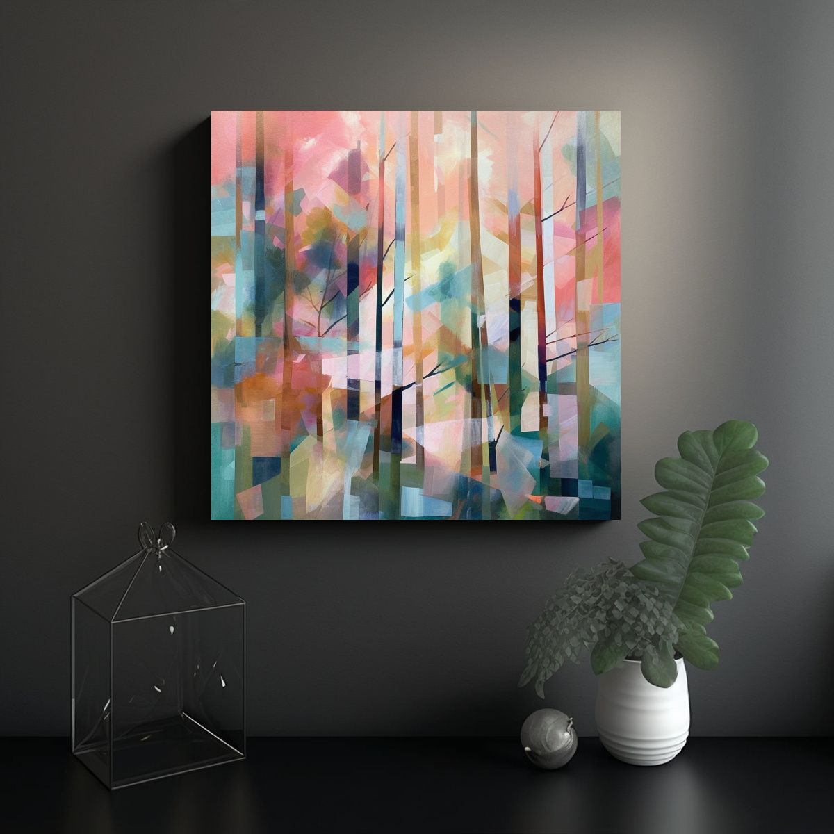 GENERICO - Pinturas Decorativas Abstractas En Tonos Pastel 90x90 Cm