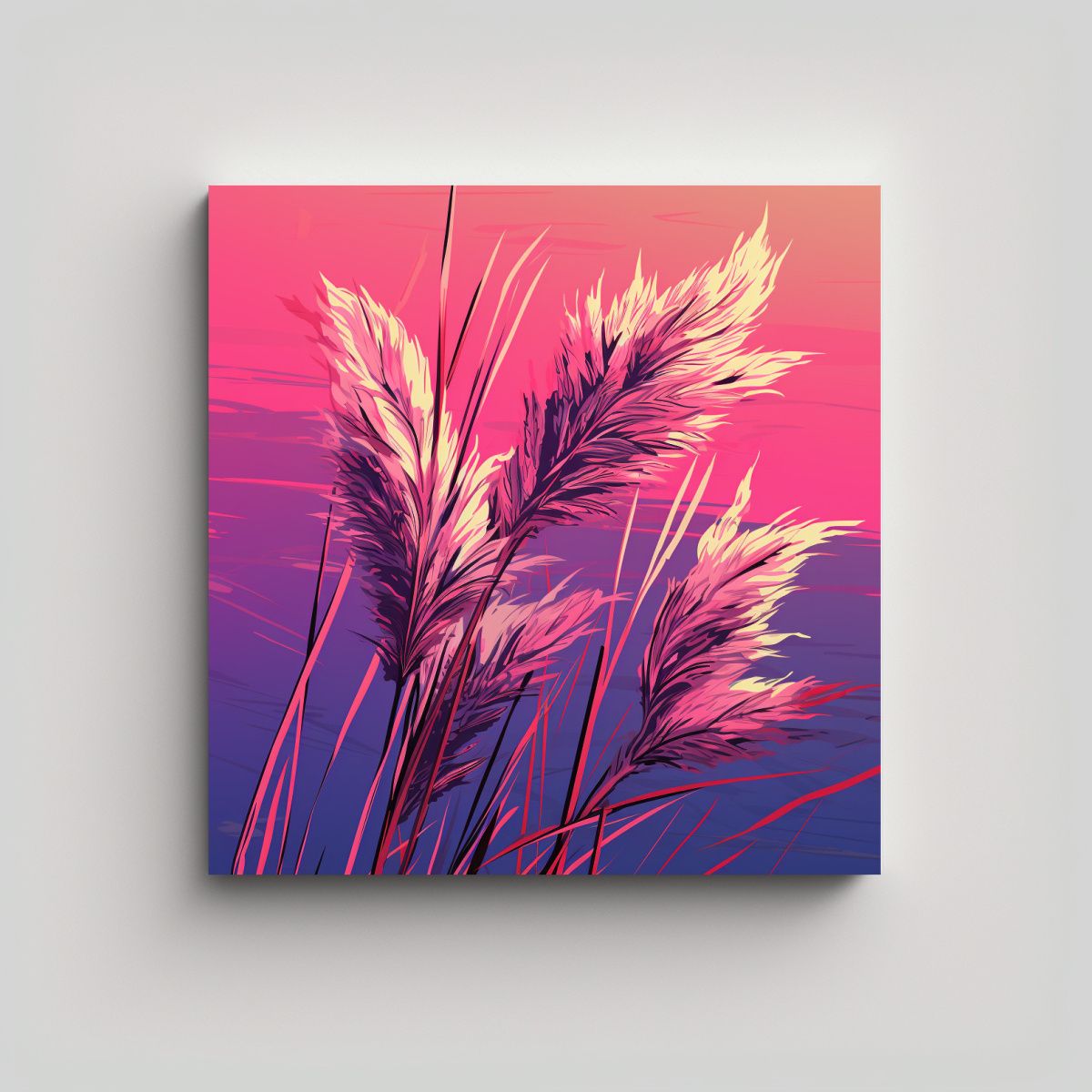 GENERICO - Cuadros Decorativos De Pampas Grass En Colores 70x70 Cm