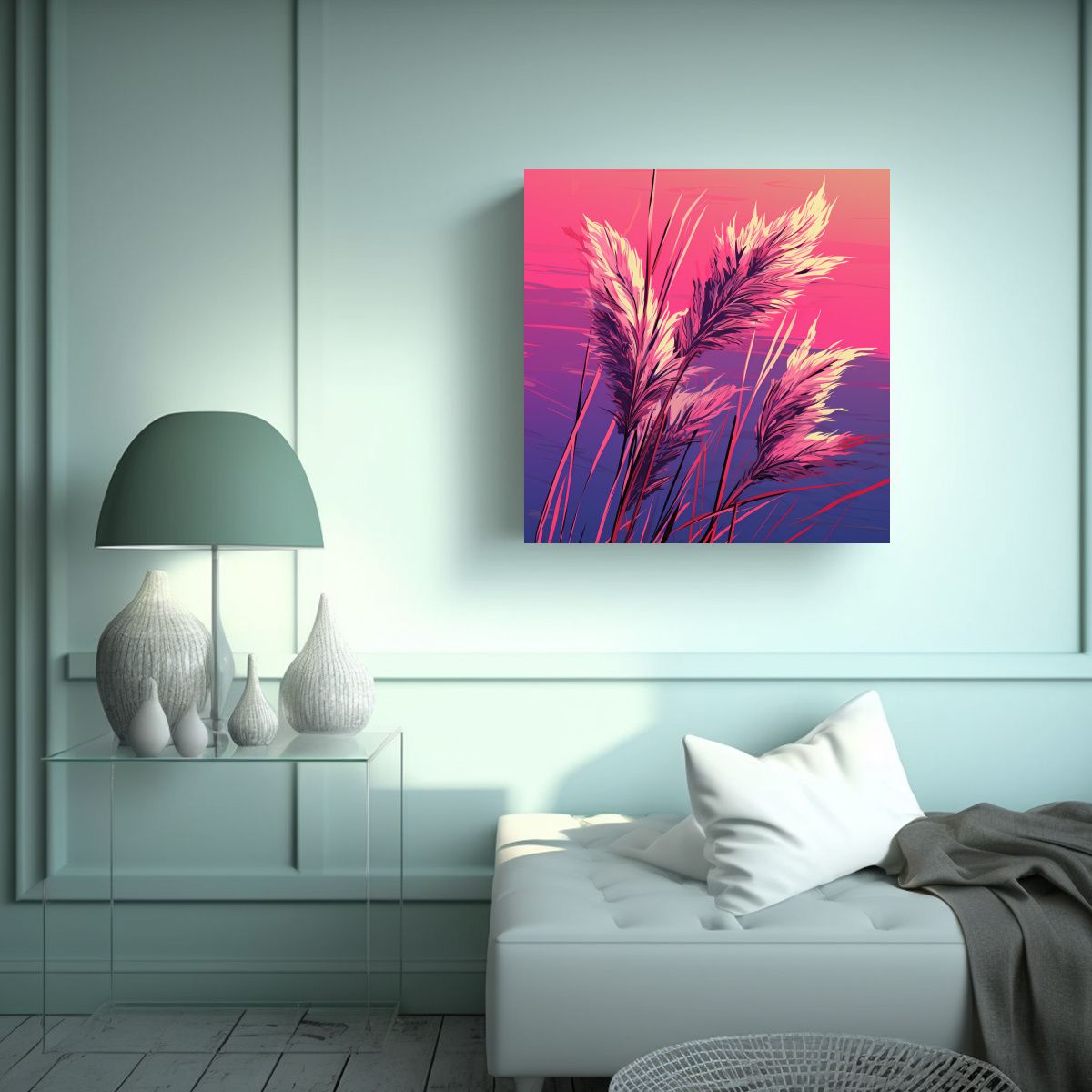 GENERICO - Cuadros Decorativos De Pampas Grass En Colores 70x70 Cm