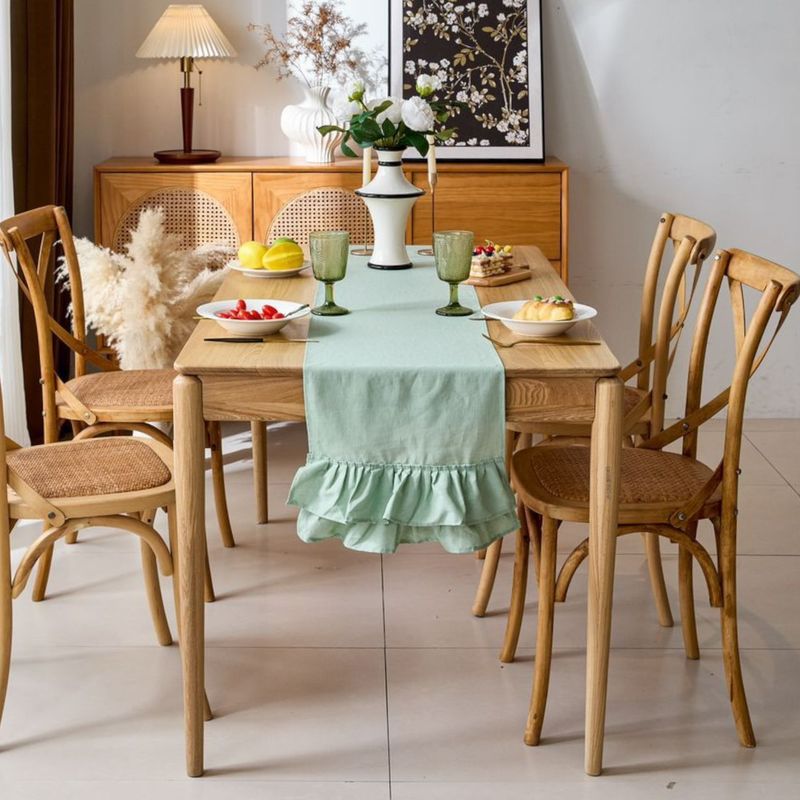 GENERICO - Camino de Mesa de Lino Premium Estilo Frances 37x210cm Verde