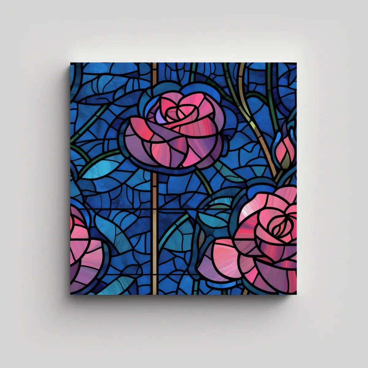 GENERICO - Patrón Seamless De Rosa En Vidrio Manchado Y 90x90 Cm