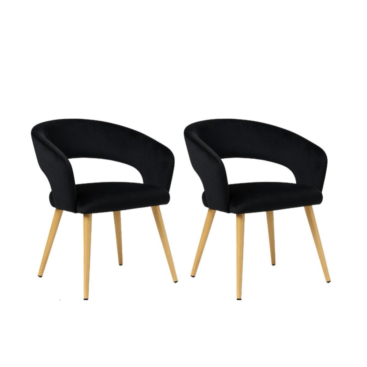 HABITA2 CHILE - Pack 2 Sitial Florencia Patas Simil Madera - Negro