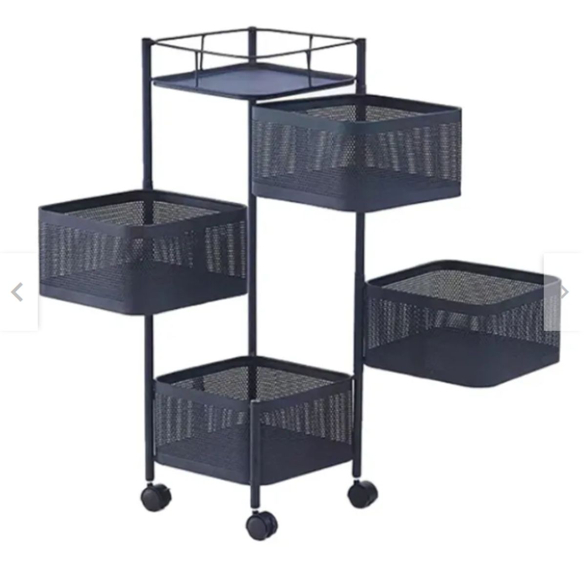 GENERICO - Carrito Verdulero Organizador 4 Cestas Estante Metálico Giratorio