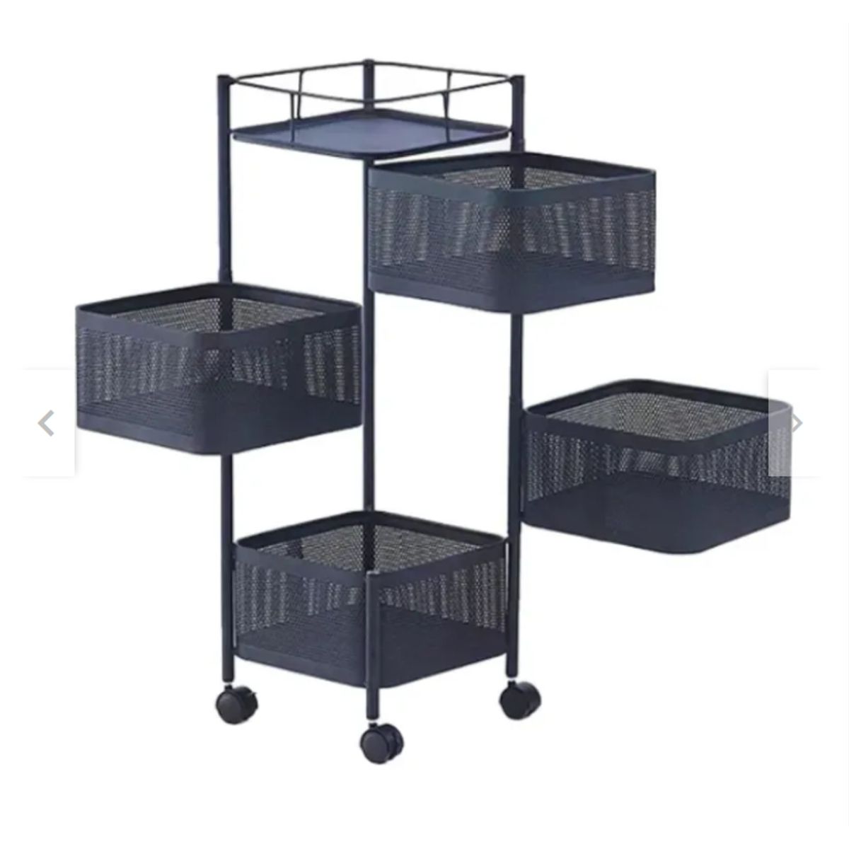 GENERICO - Carrito Verdulero Organizador 4 Cestas Estante Metálico Giratorio