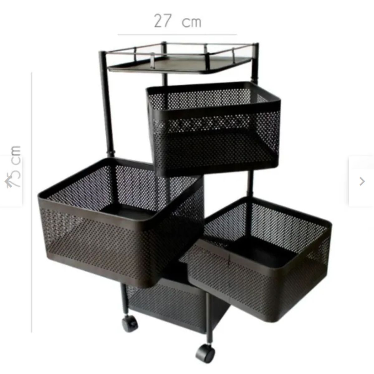 GENERICO - Carrito Verdulero Organizador 4 Cestas Estante Metálico Giratorio