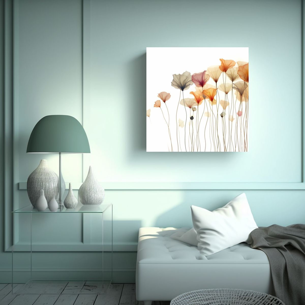 GENERICO - Exuberante Diseño Floral En Canva Para 90x90 Cm