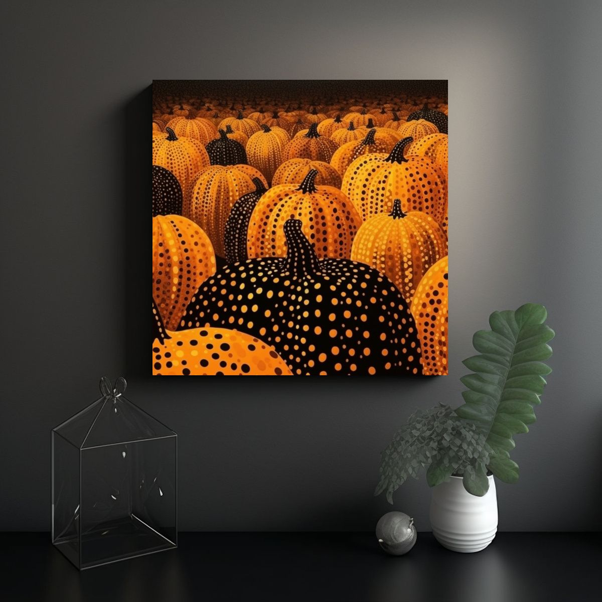 GENERICO - Pinturas Decorativas Con Motivos De Calabazas De 90x90 Cm.