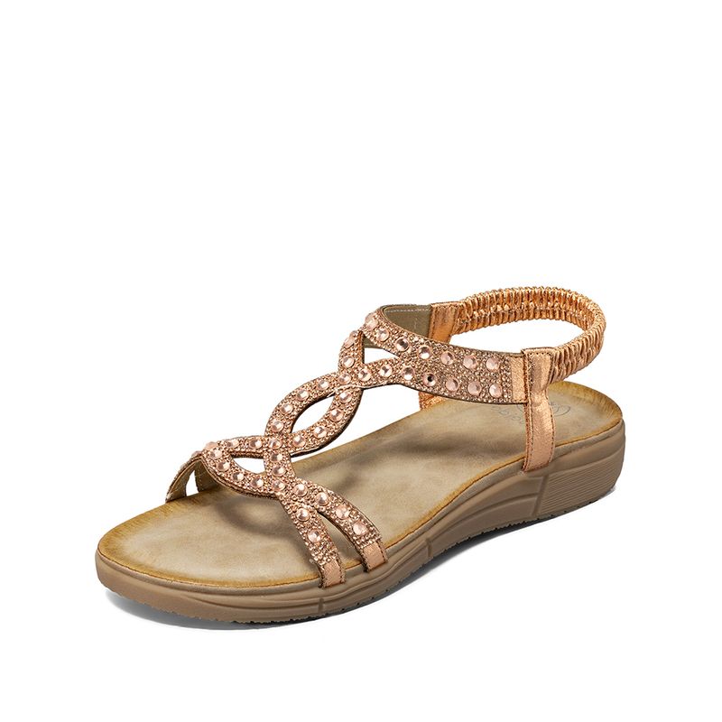 WEIDE - Sandalia Plana casuales Pedrería  Mujer Weide Js76