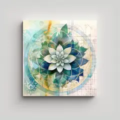GENERICO - Cuadro Vintage Espacio Con Flor De Vida Y 90x90 Cm