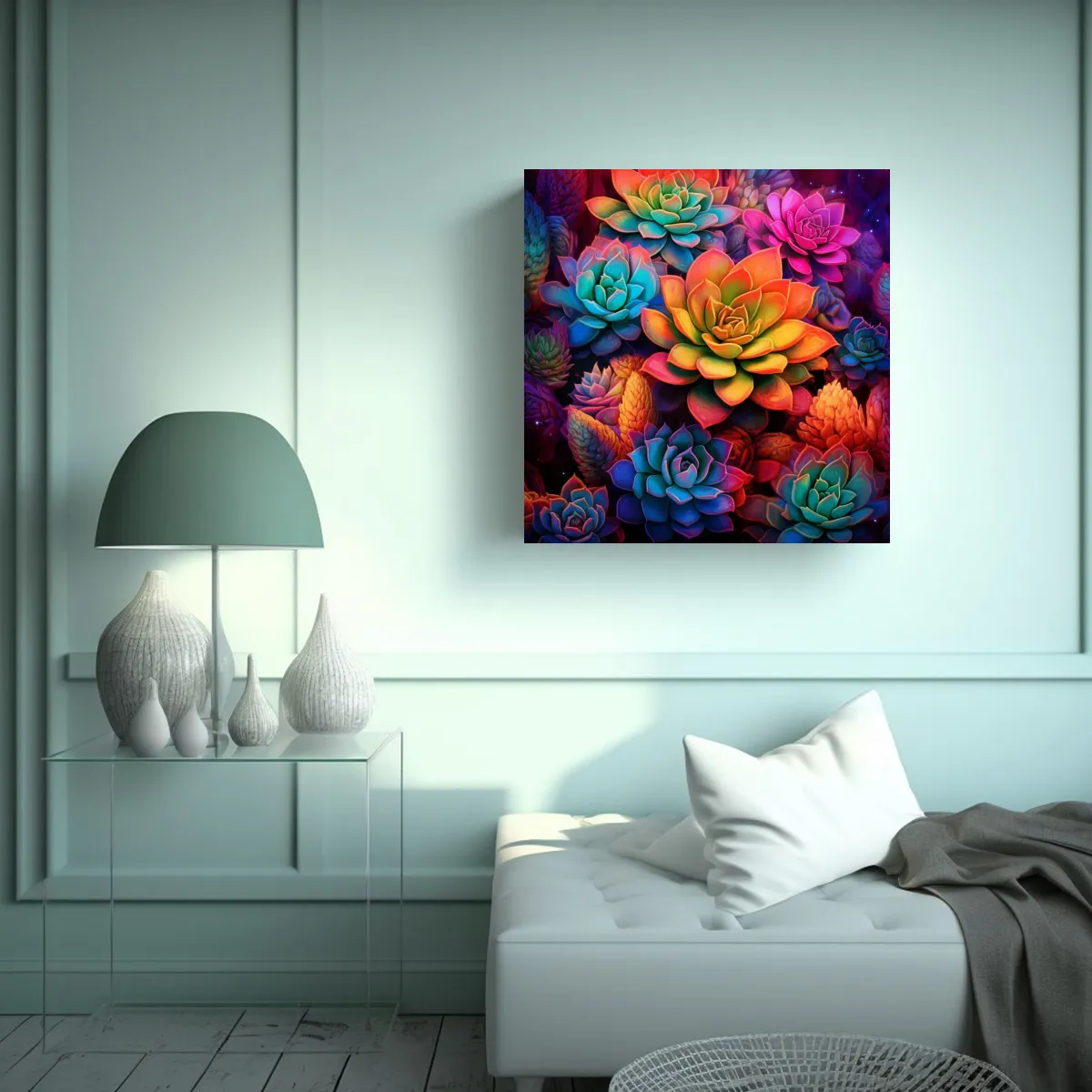 GENERICO - Arte De Plantas Suculentas Psicodélicas Tono De 80x80 Cm