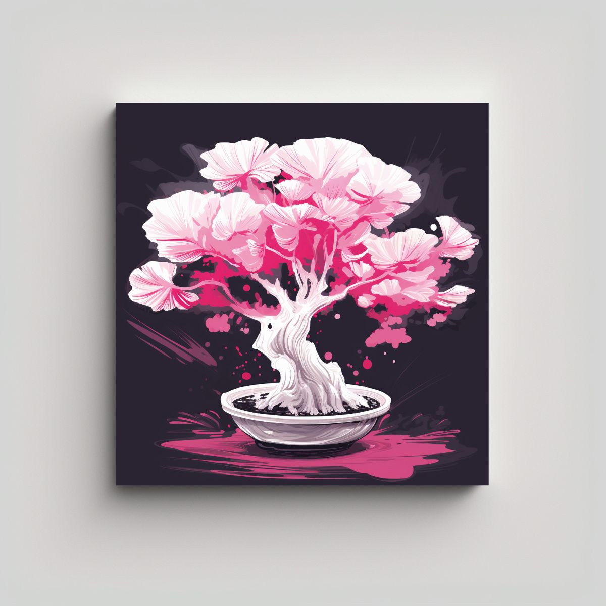 GENERICO - Tela En Bastidor Ginkgo Biloba Bonsái En Colores 70x70 Cm.